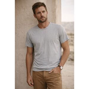 BUCK MASON Gray 100% Cotton Crewneck T Shirt Tee Top  Mens Size Medium